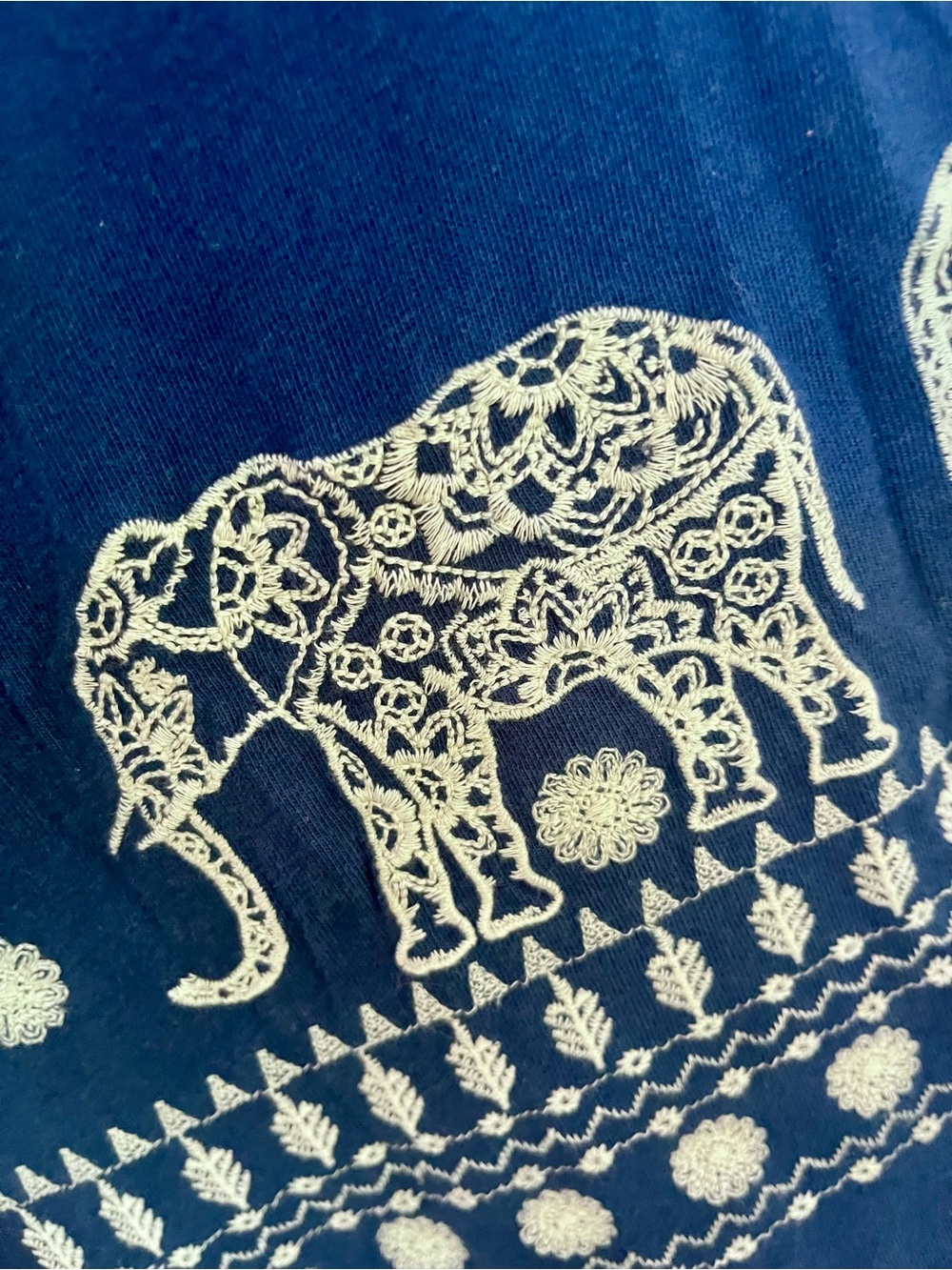 J. Jill Navy Blue Dress with Embroidered Elephants ๐ - Picture 3 of 4